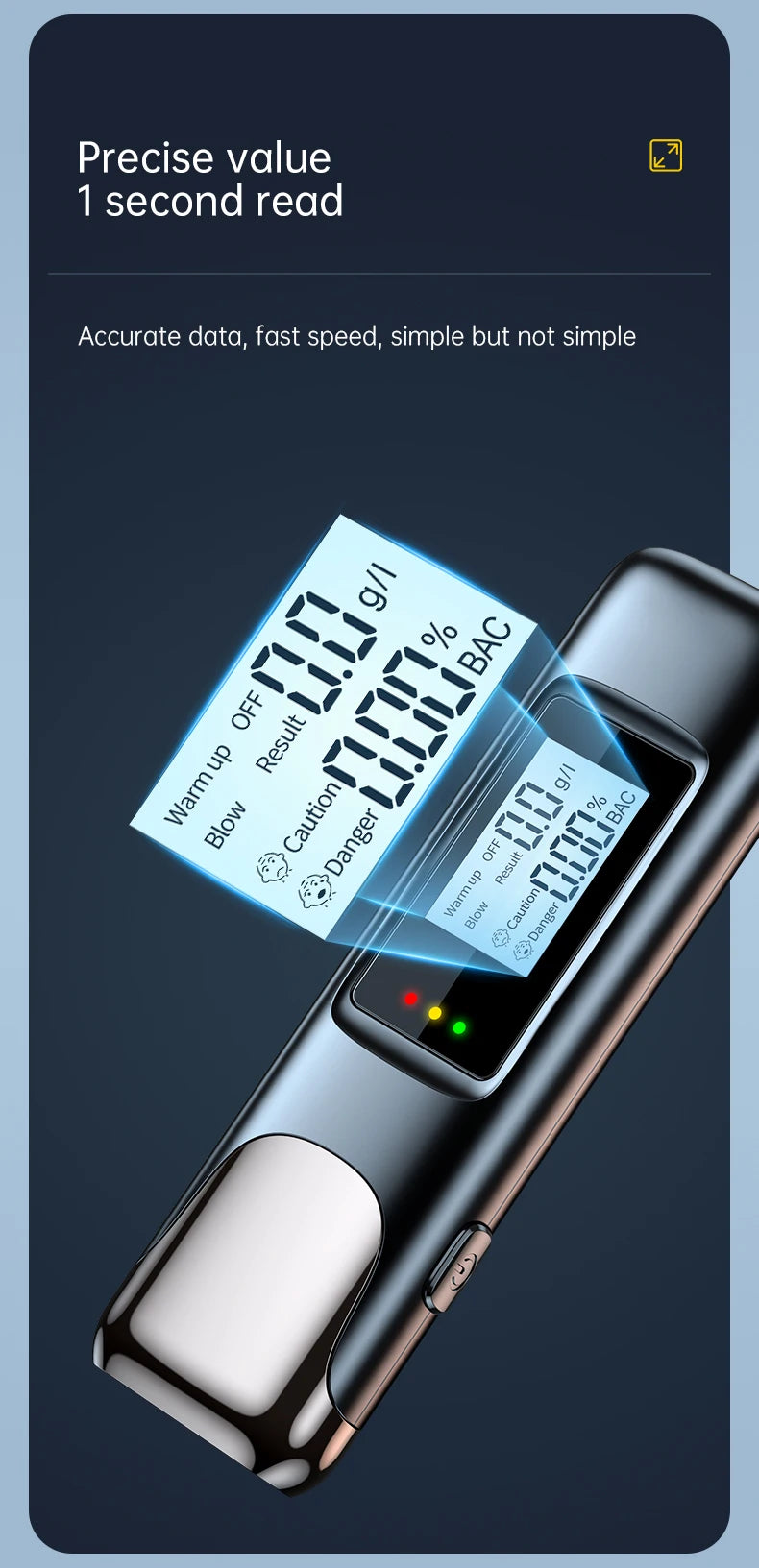 Etilometro e tester alcolico ad alta precisione per vino/bevande | Sensore a semiconduttore